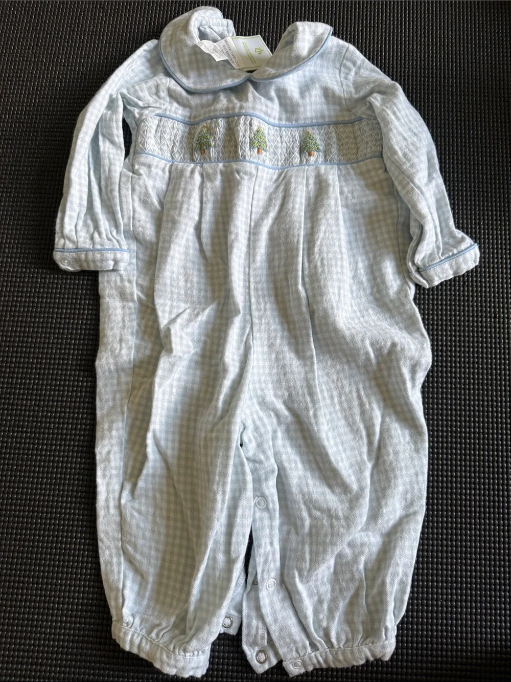 Light Blue smocked Christmas Romper